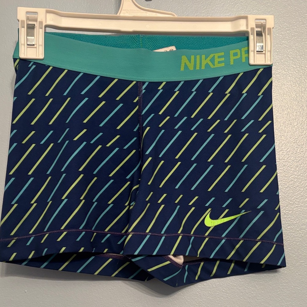 Nike Pro Navy and Teal Patterned Shorts